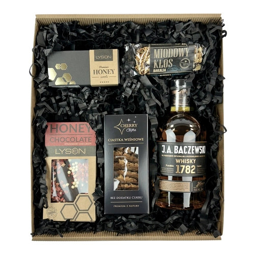 Box Prezentowy Z Whisky Baczewski z łakociami